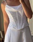 Vintage 90s Satin Jacquard Corset Wedding Dress