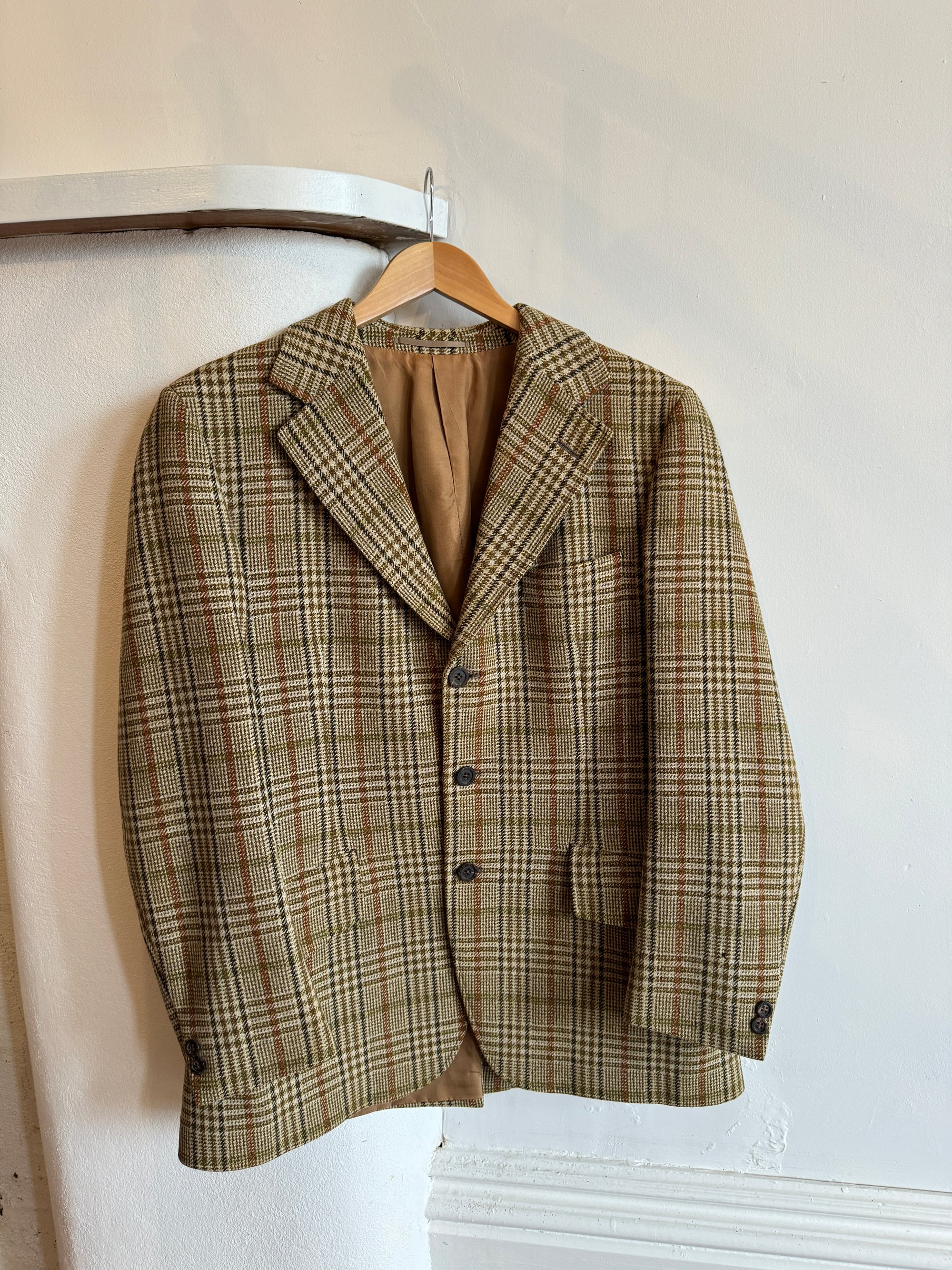 Vintage Aquascutum Olive Gingham Wool Blazer
