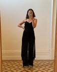 Vintage 90s Strappy Pantsuit with Sheer Skirt Overlay Noir