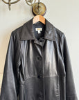 Vintage Leather Contrast Stitch Panelled Trench