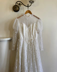 Vintage 70s Puff Sleeve Organza Ruffle Wedding Gown