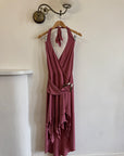 Vintage Y2K Australian Made Dusty Pink Jersey Dress With Silver Buckle