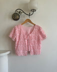 Vintage 50s Cotton Candy Pink Frilled Tie Top