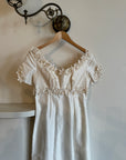 Vintage Pure Raw Silk Empire Bridal Dress With Floral Applique