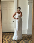 Vintage 90s Crinkle Bias Cut Wedding Dress