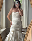 Vintage Y2K Pure Silk Taffeta Gathered Fishtail Wedding Gown