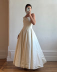 Vintage 90s Pure Silk Halter Princess Wedding Dress