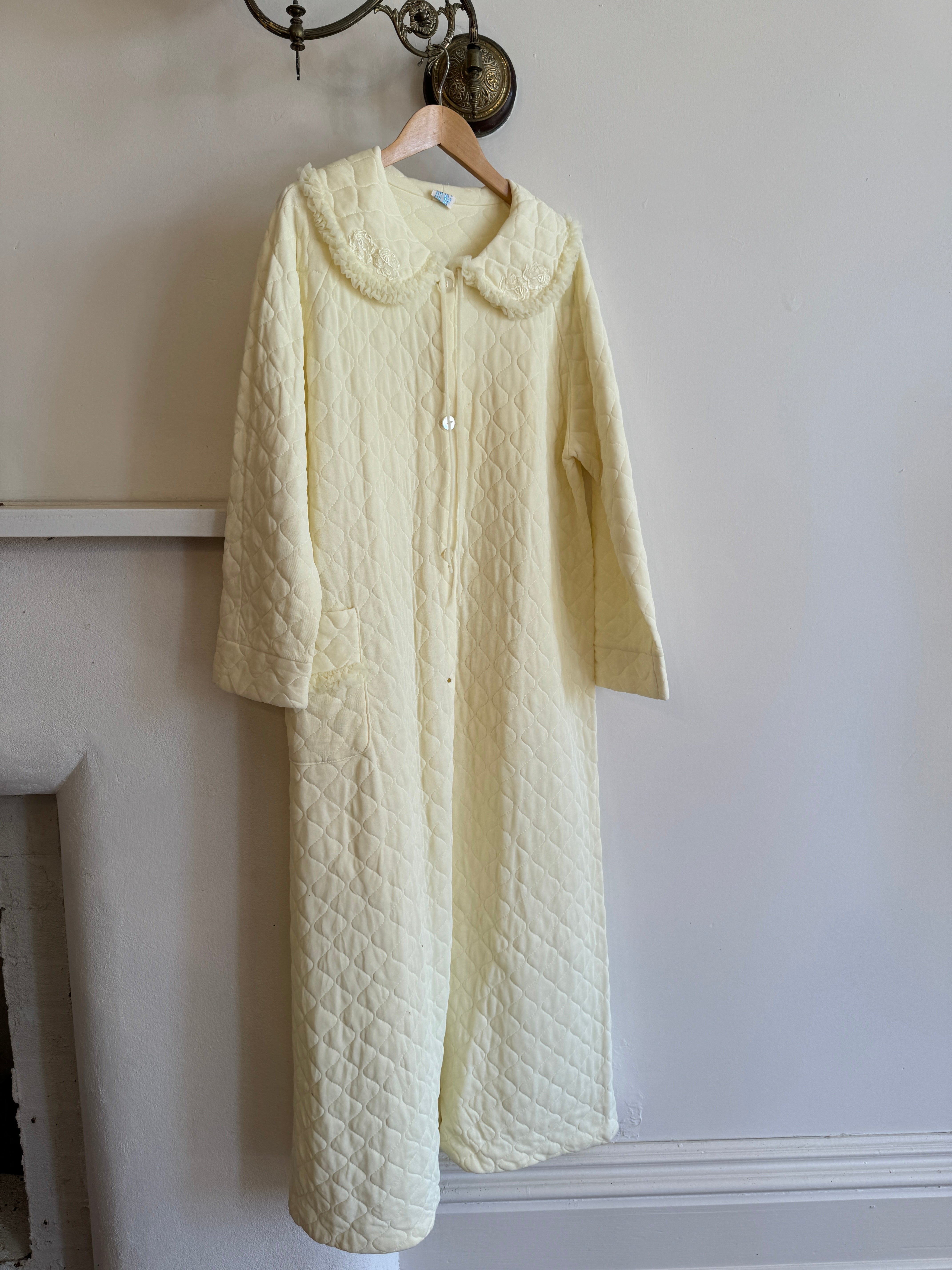 Vintage Lemon Quilted Coat with Oversized Collar