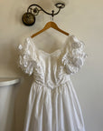 Vintage 80s Taffeta Puff Sleeve Wedding Dress Ivory