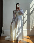Vintage 70s Lace Poet Sleeve Wedding Dress Ivory