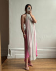 Vintage Y2K Mesh Silk Halter Dress Hot Pink