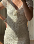 Vintage Y2K Designer Pure Silk and Cotton Crochet Wedding Dress