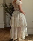 Vintage 50s Sheer Brodiere Anglaise Tiered Wedding Dress