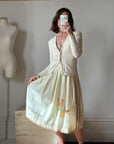 Vintage Cotton Fruit Border Midi Skirt Creme