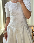 Vintage 80s Rope Embroidered Taffeta Wedding Gown