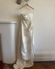 Vintage Y2K Satin Drop Waist Strapless Wedding Gown