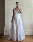 Vintage 90s White Satin Double Bow Two Piece Wedding Gown