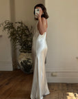 Vintage 90s Satin High Front Slip Wedding Gown