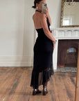 Vintage 90s Halter Rose Fairy Dress Noir