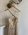 Vintage 90s Pure Silk Rhinestone Crossover Gown
