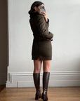 Vintage 90s Italian Chocolate Plaid Twin Faux Fur Set