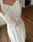 Vintage 90s Daisy Sheer Halter Midi Dress White