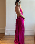 Vintage 90s Butterfly Fuchsia Silk Maxi Dress