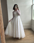 Vintage 50s Long Sleeved Princess Lace Bridal Gown