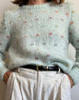 Vintage 100% Wool Mint Polka Dot Knit