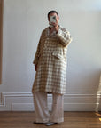 Vintage 60s Wool and Mohair Creme Check Coat