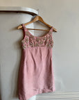 Vintage 60s Beaded Mod Mini Dress Candy Pink