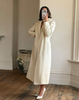 Vintage 70s Wool Blend and Faux Fur Coat Creme