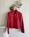 Vintage 90s Zip Front Leather Jacket Red