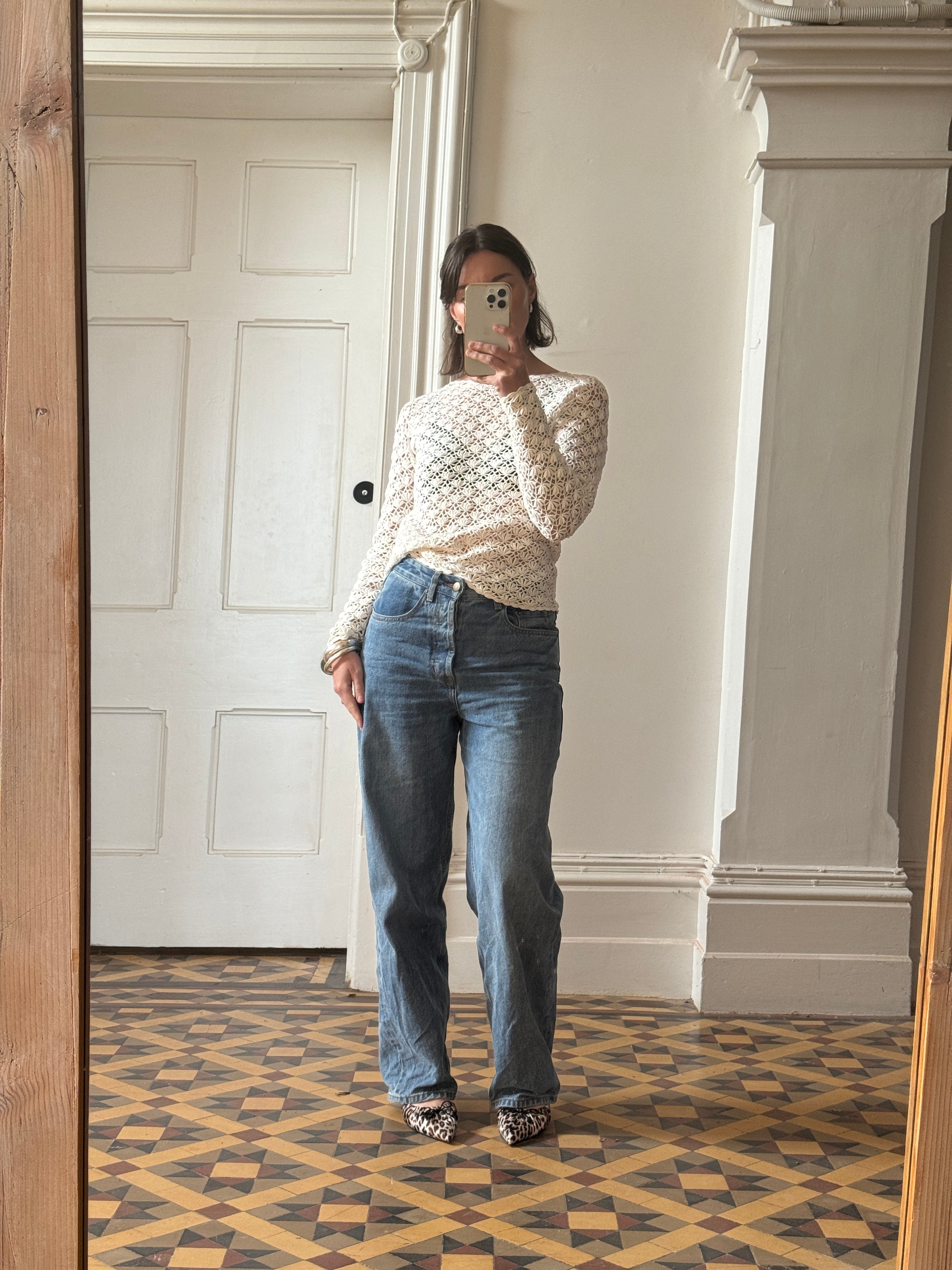Vintage Crochet Long Sleeved Top