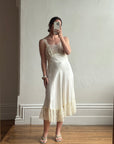 Vintage 40s Bias Cut Satin Bridal Slip Ivory