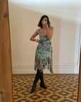 Vintage Y2K Butterfly Top and Skirt Set Aqua