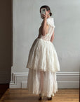 Vintage 50s Sheer Brodiere Anglaise Tiered Wedding Dress