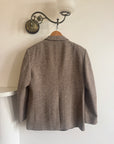 Vintage 60s Wool Plaid Blazer Brown Herringbone