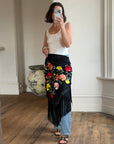Vintage Embroidered Large Spanish Flamenco Scarf Noir