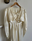 Vintage 30s Creme Liquid Satin Dress with Train and Jacket