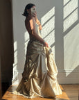 Vintage 90s Golden Embroidered Princess Strapless Gown