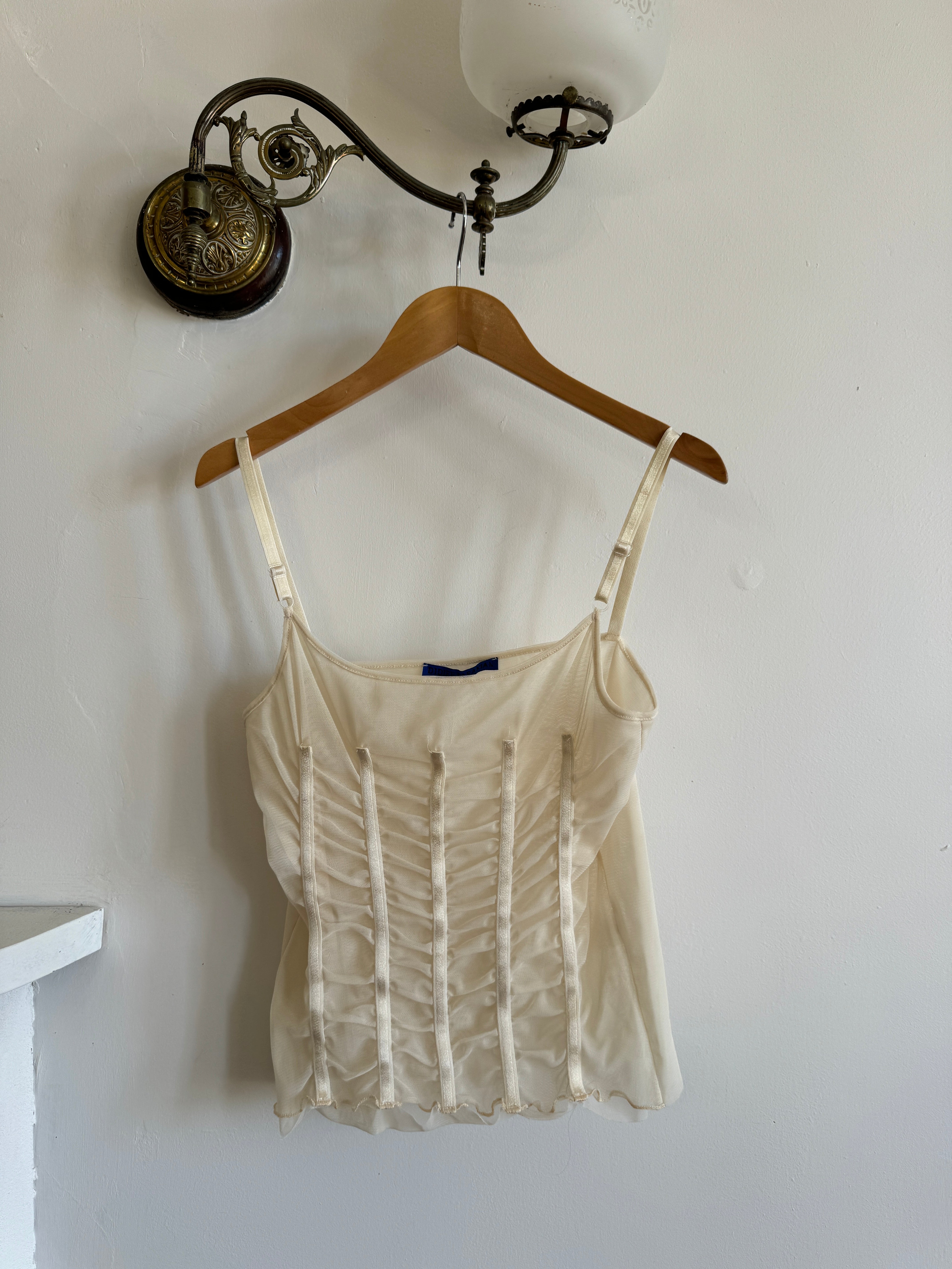 Vintage 90s Mesh Boned Camisole and Wrap Top Set