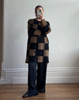 Vintage 80s Pure Wool Checkerboard Oversized Cardi
