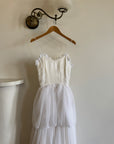 Vintage 70s Tiered Bubble Chiffon Wedding Dress