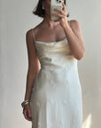 Vintage 90s Pure Silk Bias Cut Slip Embroidered Wedding Dress