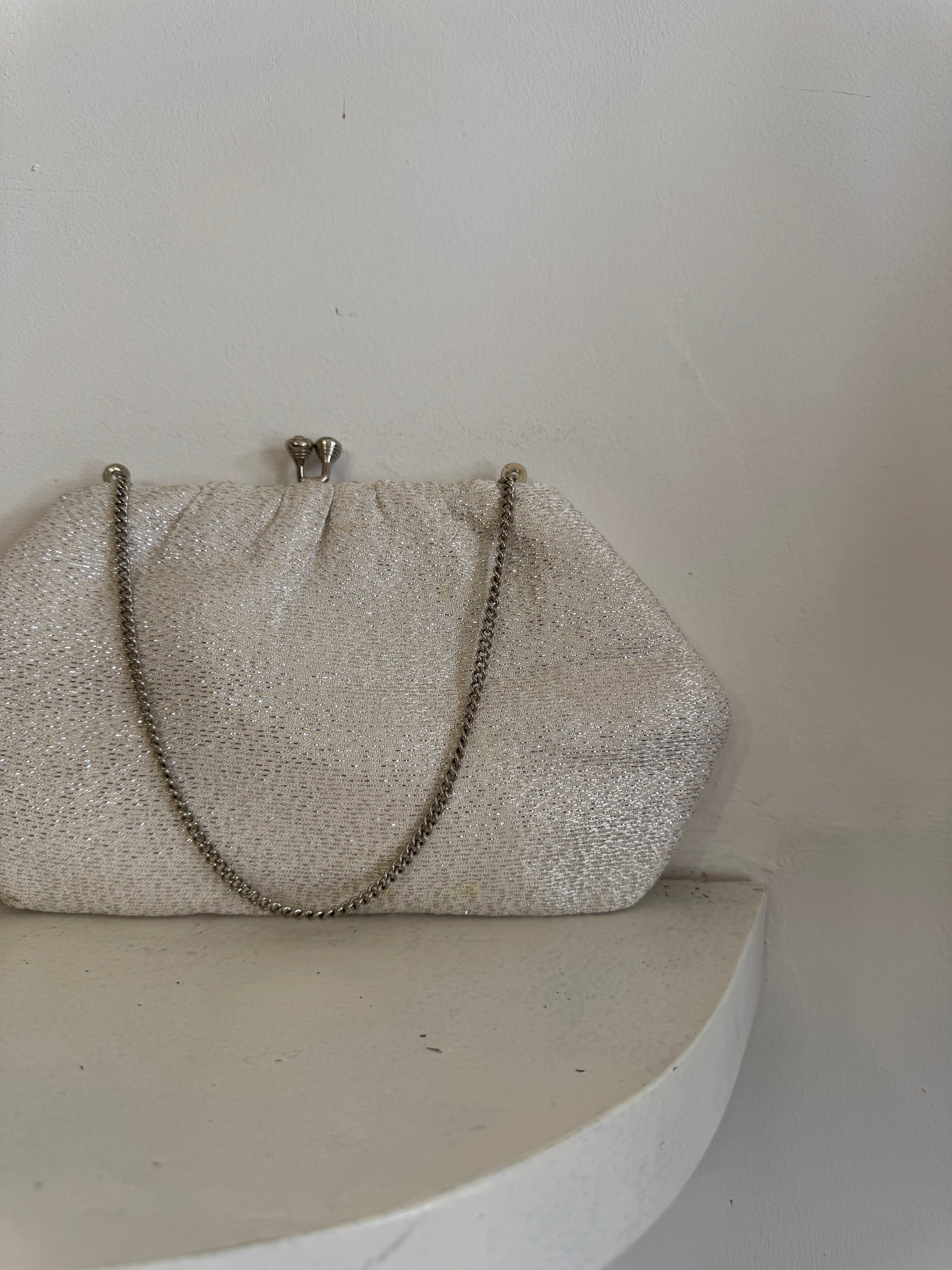 Vintage Silver Shimmer Evening Purse