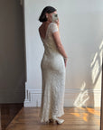 Vintage Y2K Designer Pure Silk and Cotton Crochet Wedding Dress