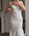 Vintage Y2K Italian Sheer Embroidered Naked Bustier Wedding Gown
