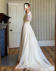Vintage 70s Lace Poet Sleeve Wedding Dress Ivory