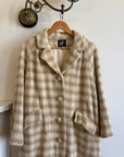Vintage 60s Wool and Mohair Creme Check Coat